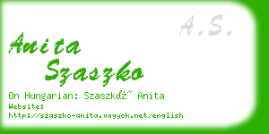 anita szaszko business card